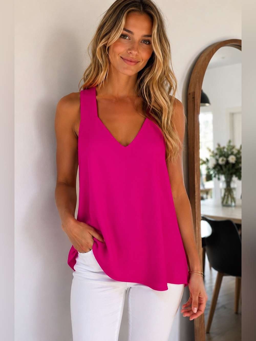 1. State Women's Fuchsia Tank Top